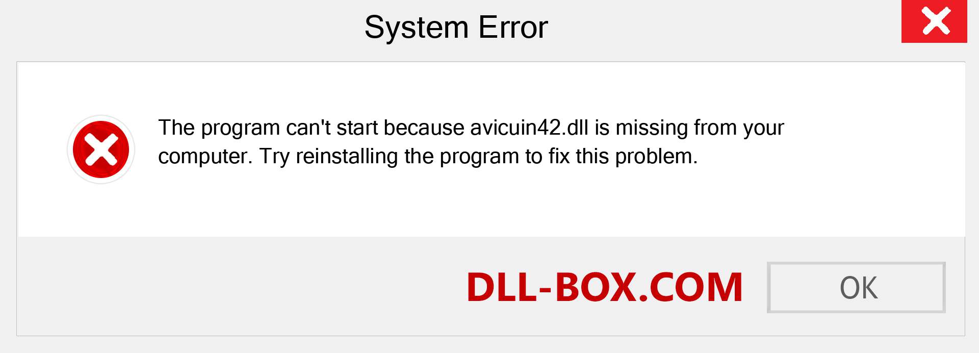  avicuin42.dll file is missing?. Download for Windows 7, 8, 10 - Fix  avicuin42 dll Missing Error on Windows, photos, images